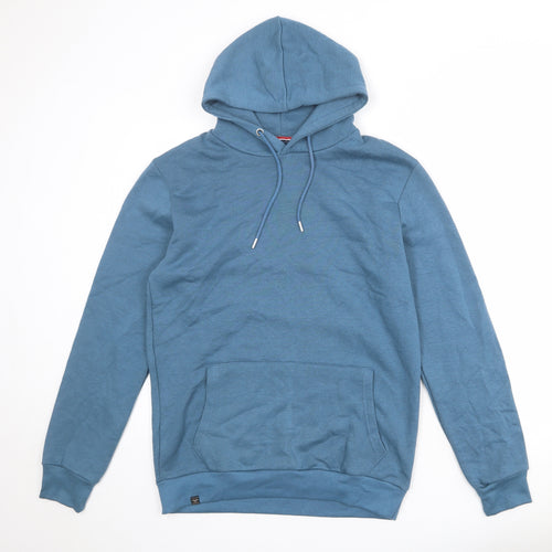 Le Breve Mens Blue Cotton Pullover Hoodie Size M