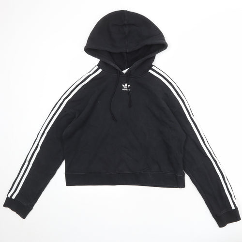 adidas Womens Black 100% Cotton Pullover Hoodie Size 10 Pullover