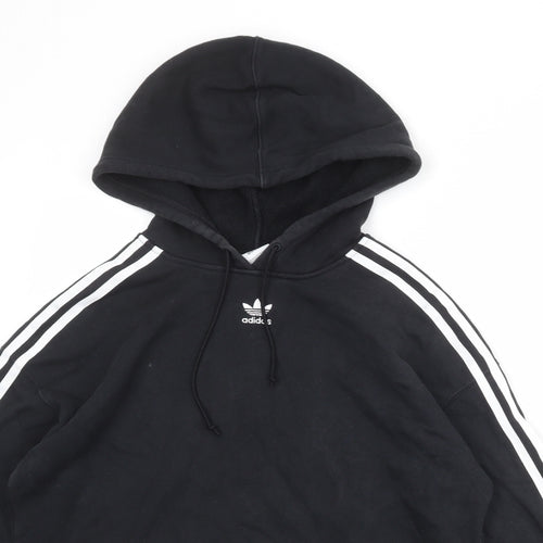 adidas Womens Black 100% Cotton Pullover Hoodie Size 10 Pullover