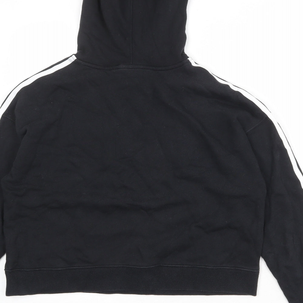 adidas Womens Black 100% Cotton Pullover Hoodie Size 10 Pullover