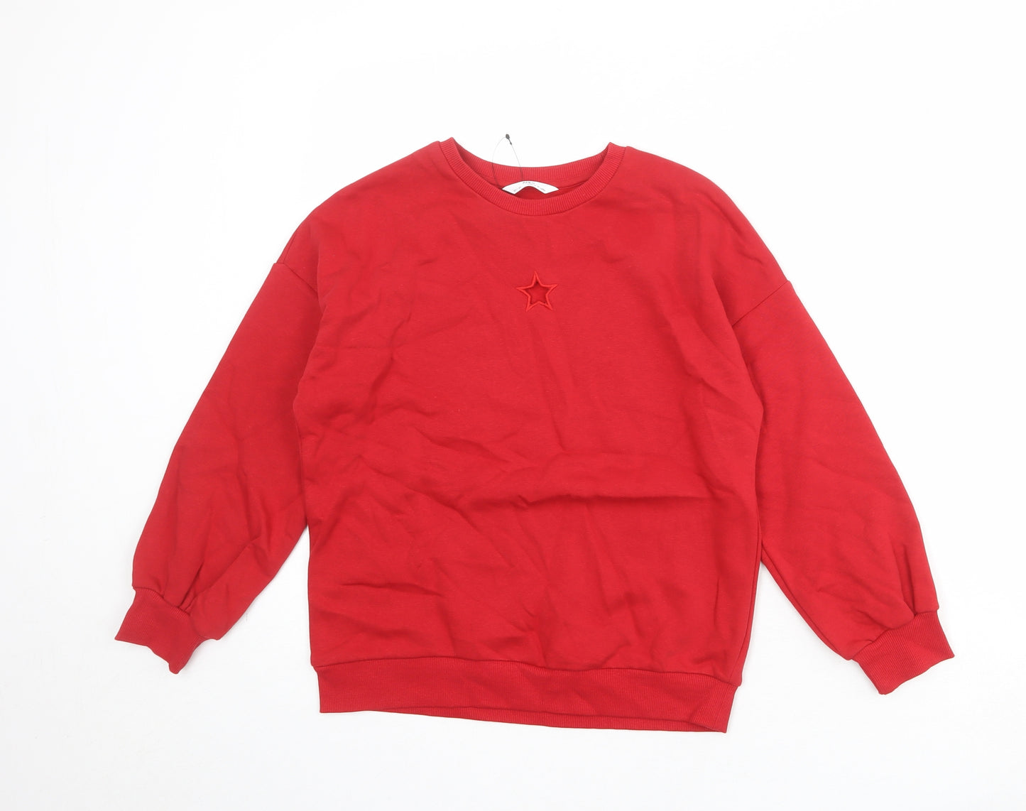 Marks and Spencer Girls Red Cotton Pullover Sweatshirt Size 10-11 Years Pullover