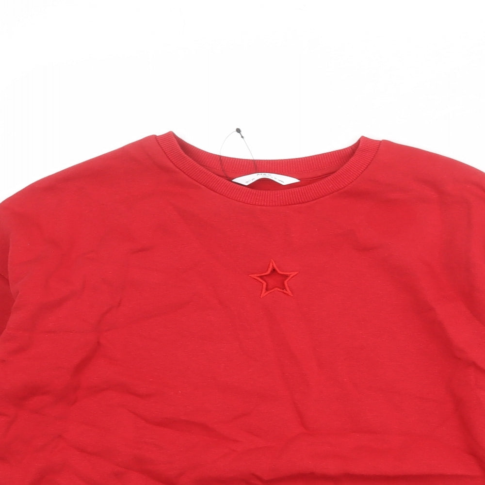 Marks and Spencer Girls Red Cotton Pullover Sweatshirt Size 10-11 Years Pullover