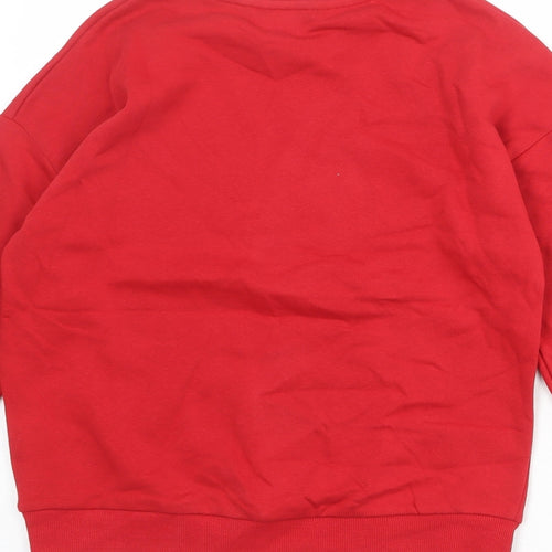 Marks and Spencer Girls Red Cotton Pullover Sweatshirt Size 10-11 Years Pullover