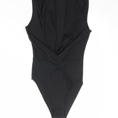 Topshop Womens Black Polyester Bodysuit One-Piece Size 6 Snap