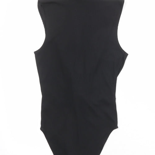 Topshop Womens Black Polyester Bodysuit One-Piece Size 6 Snap