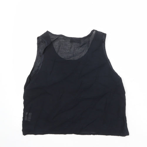 Zygo Womens Black Geometric Viscose Basic Tank Size M Round Neck