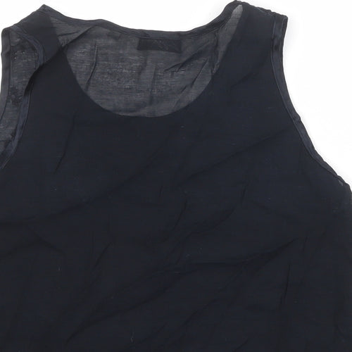 Zygo Womens Black Geometric Viscose Basic Tank Size M Round Neck
