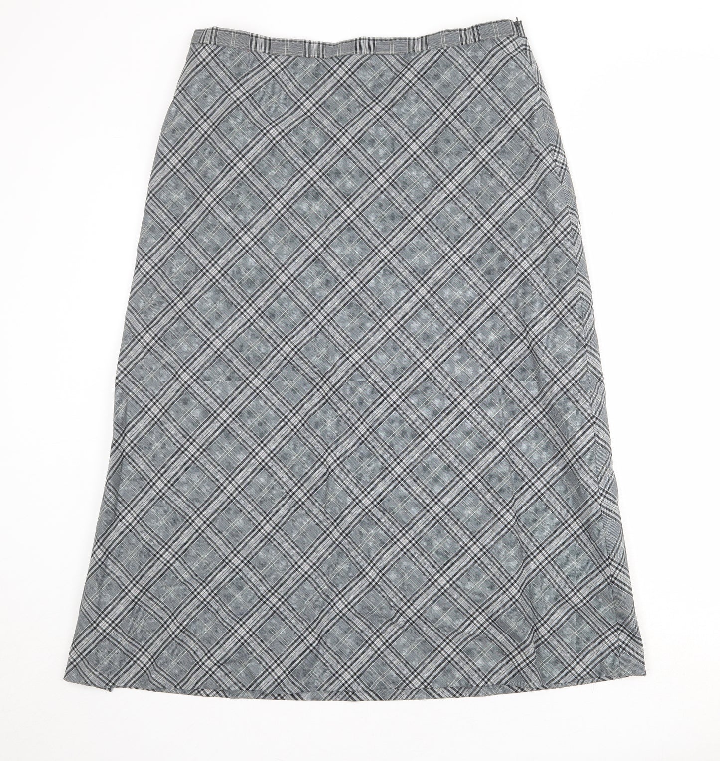 Viyella Womens Grey Plaid Polyester A-Line Skirt Size 16 Zip