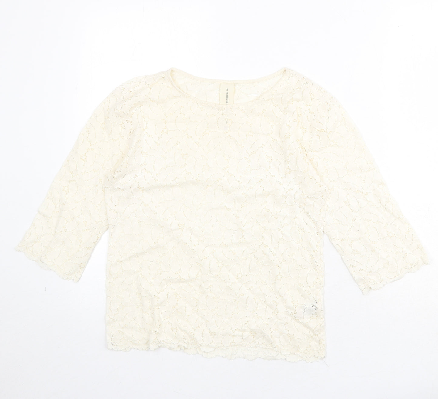 NEXT Womens Ivory Cotton Basic Blouse Size 8 Boat Neck