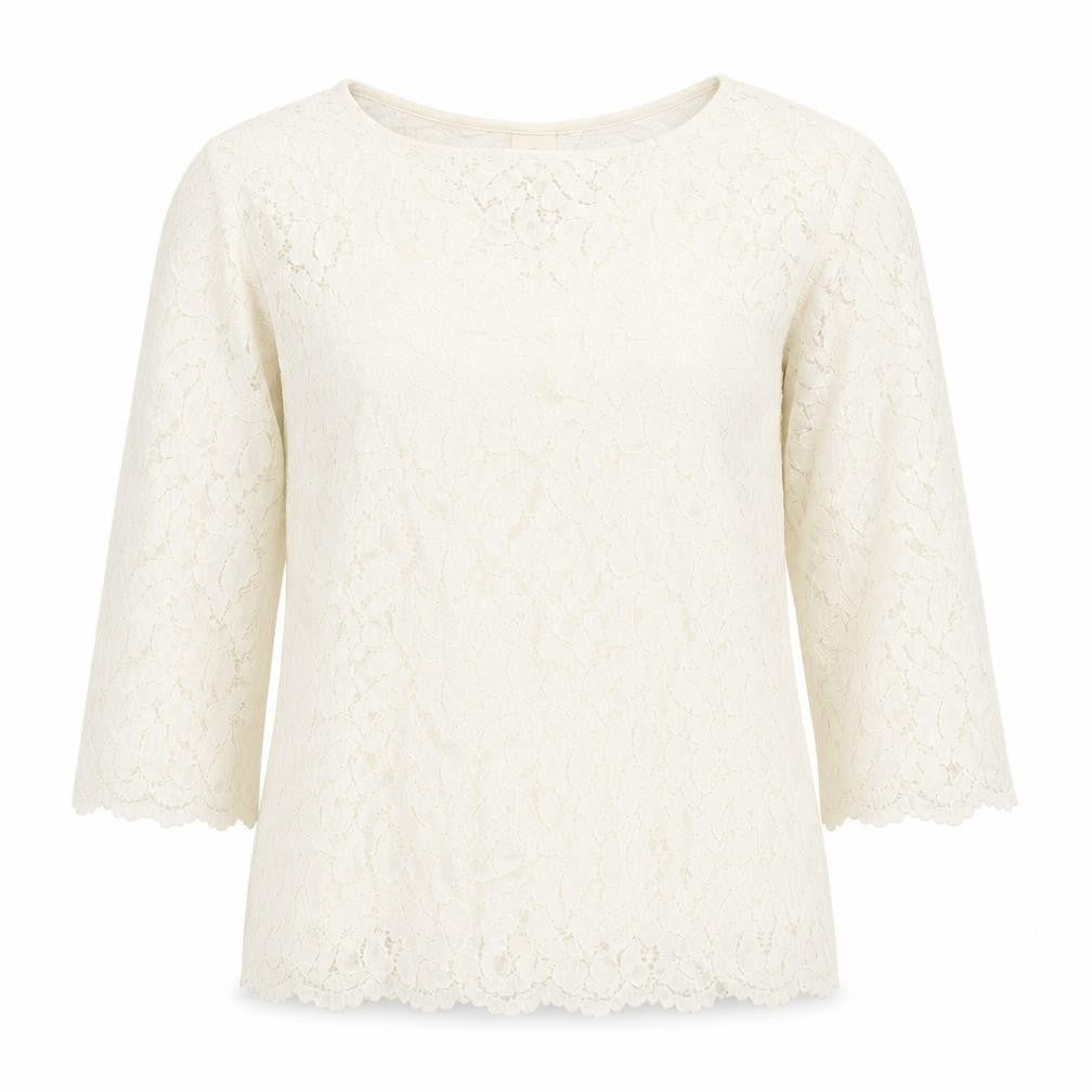 Next Womens Ivory Cotton Basic Blouse Size 8 Boat Neck