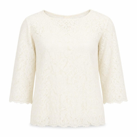 Front view of Next women’s ivory cotton basic blouse, size UK 8, boat neck