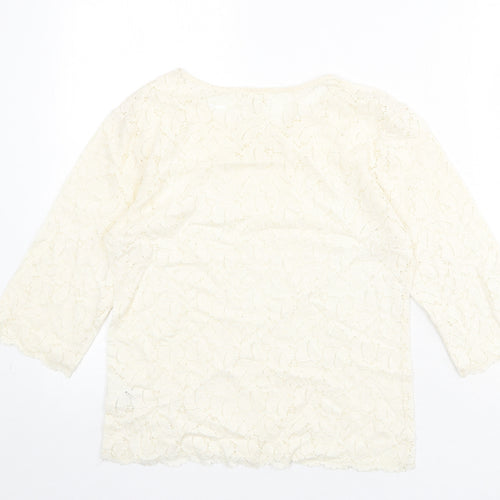 NEXT Womens Ivory Cotton Basic Blouse Size 8 Boat Neck
