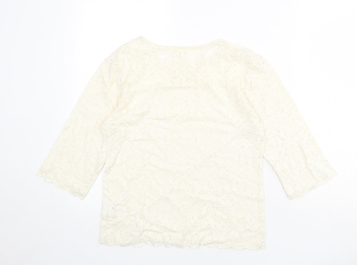 NEXT Womens Ivory Cotton Basic Blouse Size 8 Boat Neck