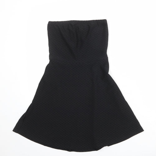 Divided by H&M Womens Black Polyester A-Line Size 6 Square Neck Pullover - Strapless Textured