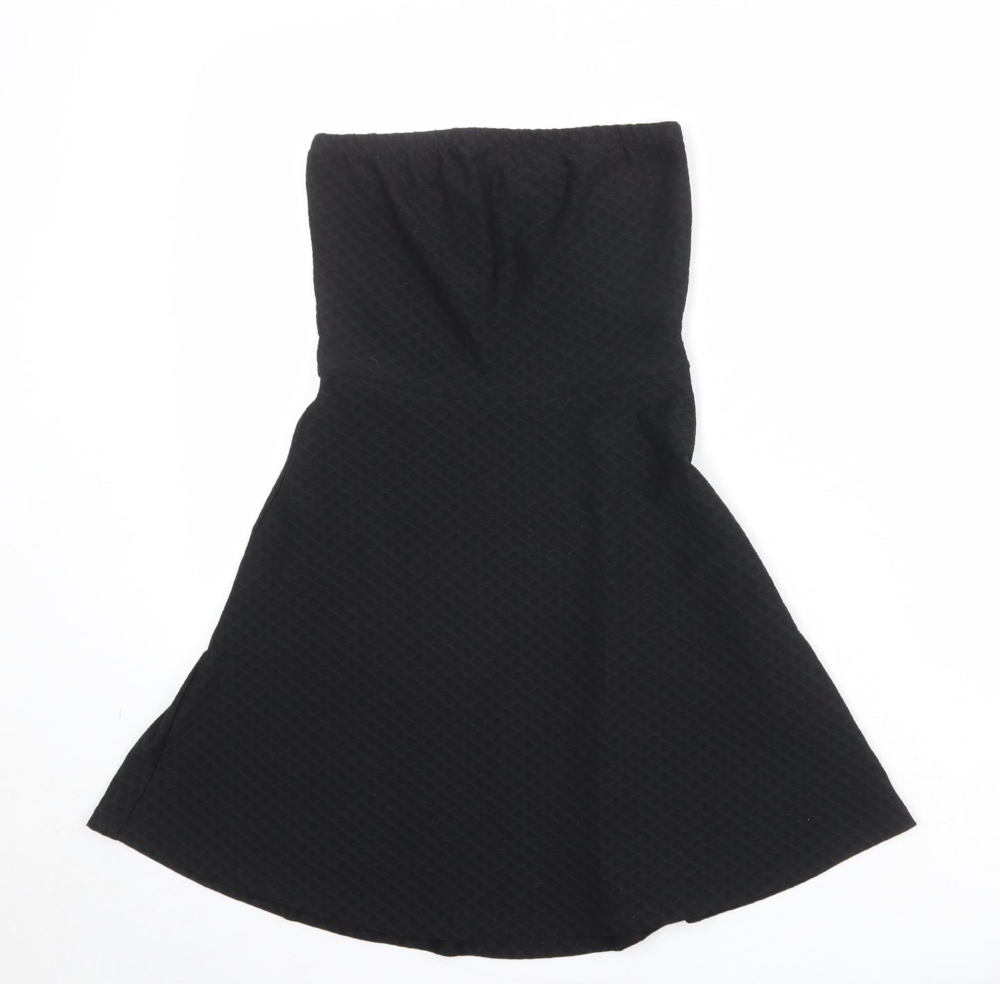 Divided by H&M Womens Black Polyester A-Line Size 6 Square Neck Pullover - Strapless Textured