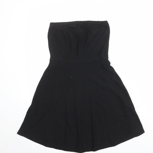 Divided by H&M Womens Black Polyester A-Line Size 6 Square Neck Pullover - Strapless Textured
