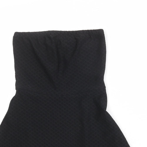 Divided by H&M Womens Black Polyester A-Line Size 6 Square Neck Pullover - Strapless Textured