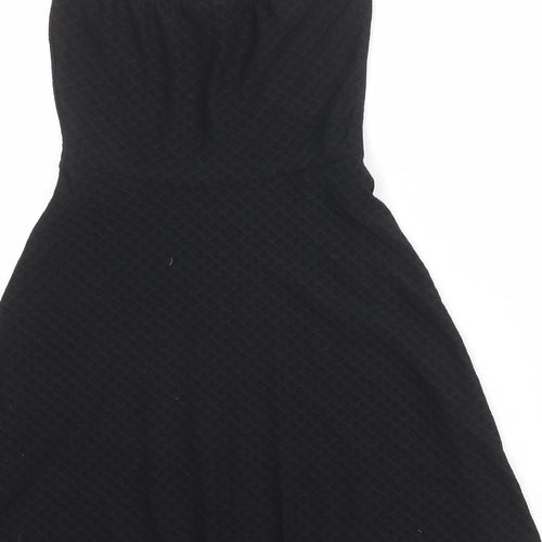 Divided by H&M Womens Black Polyester A-Line Size 6 Square Neck Pullover - Strapless Textured