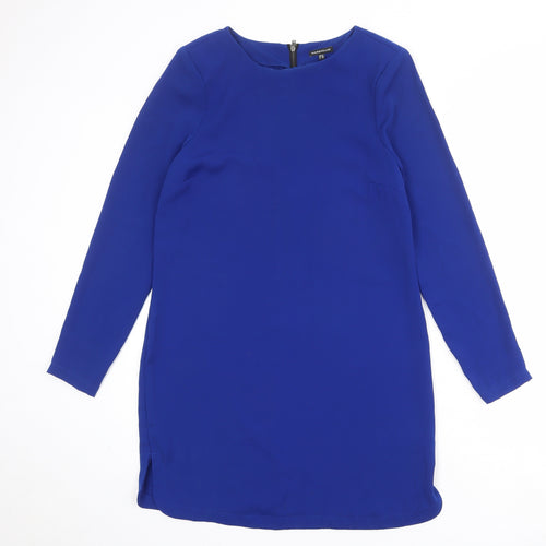 Warehouse Womens Blue Polyester Shift Size 12 Boat Neck Zip
