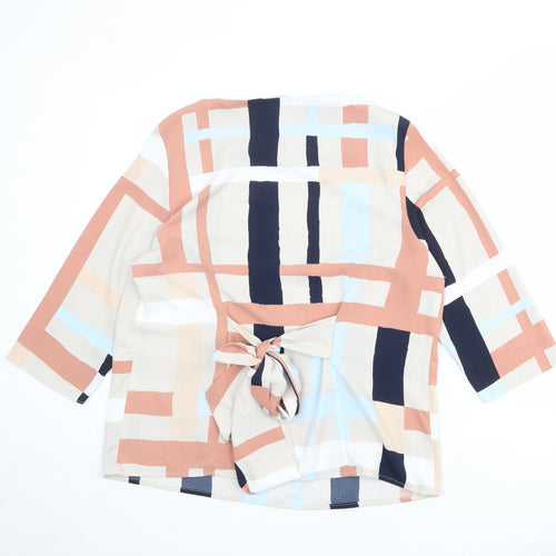 Jasper Conran Womens Multicoloured Geometric Polyester Basic Blouse Size 16 Boat Neck