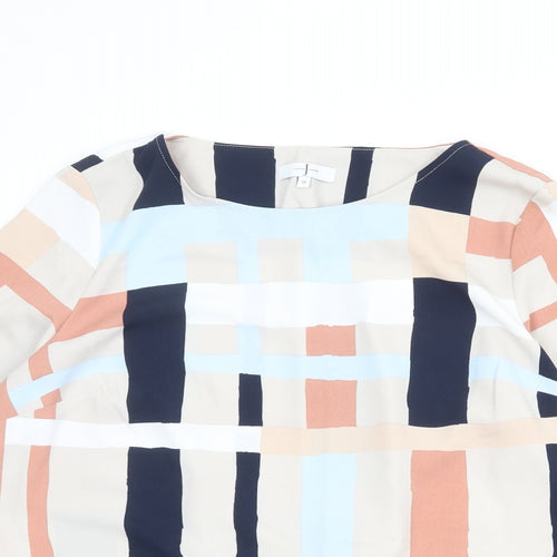 Jasper Conran Womens Multicoloured Geometric Polyester Basic Blouse Size 16 Boat Neck