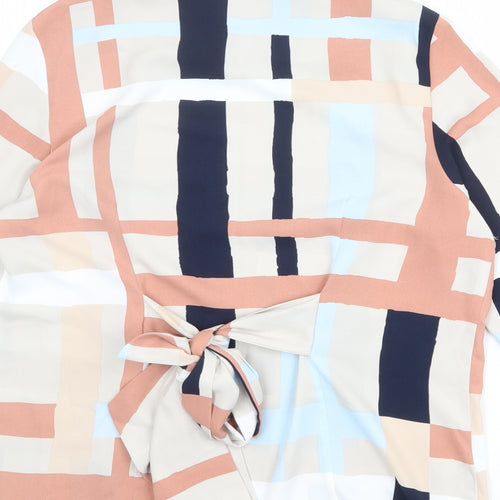 Jasper Conran Womens Multicoloured Geometric Polyester Basic Blouse Size 16 Boat Neck