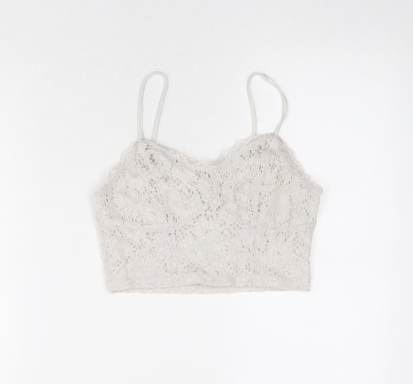 New Look Girls Grey Nylon Cropped Tank Size 8 Years Scoop Neck Pullover