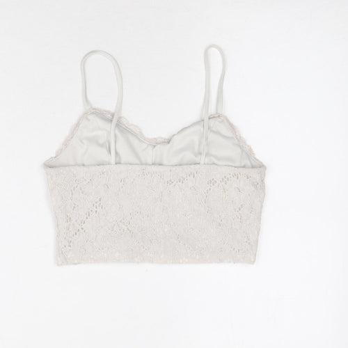 New Look Girls Grey Nylon Cropped Tank Size 8 Years Scoop Neck Pullover