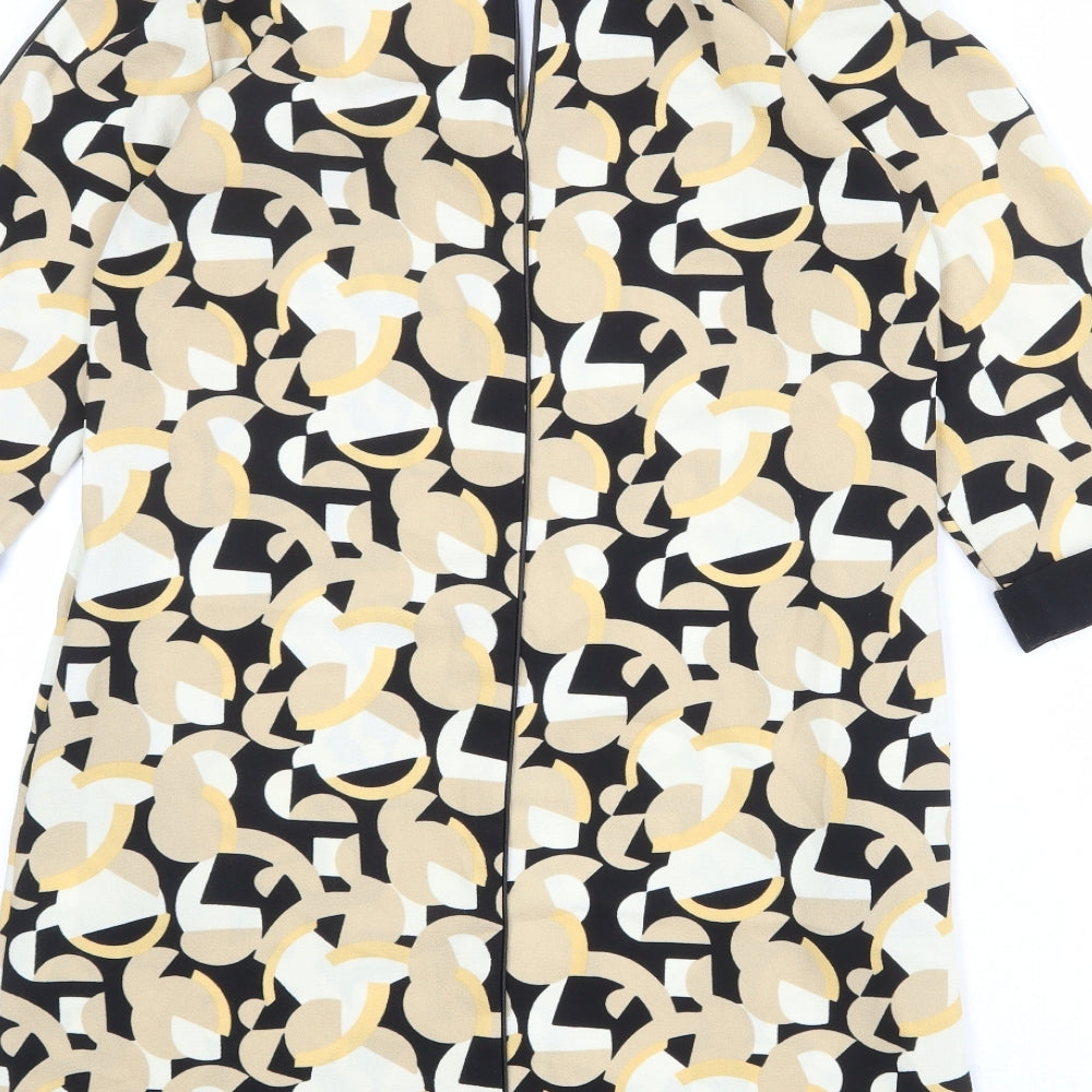 Zara Womens Multicoloured Geometric Polyester Shift Size M V-Neck Pullover