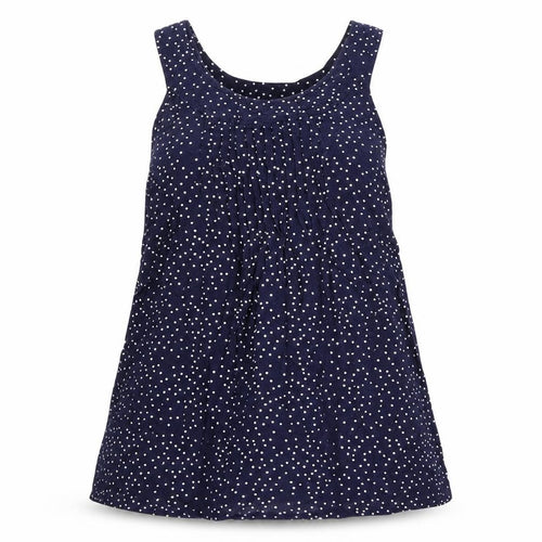 JoJo Maman Bébé Womens Blue Polka Dot Viscose Basic Tank Size S Boat Neck - Pleat Front Detail