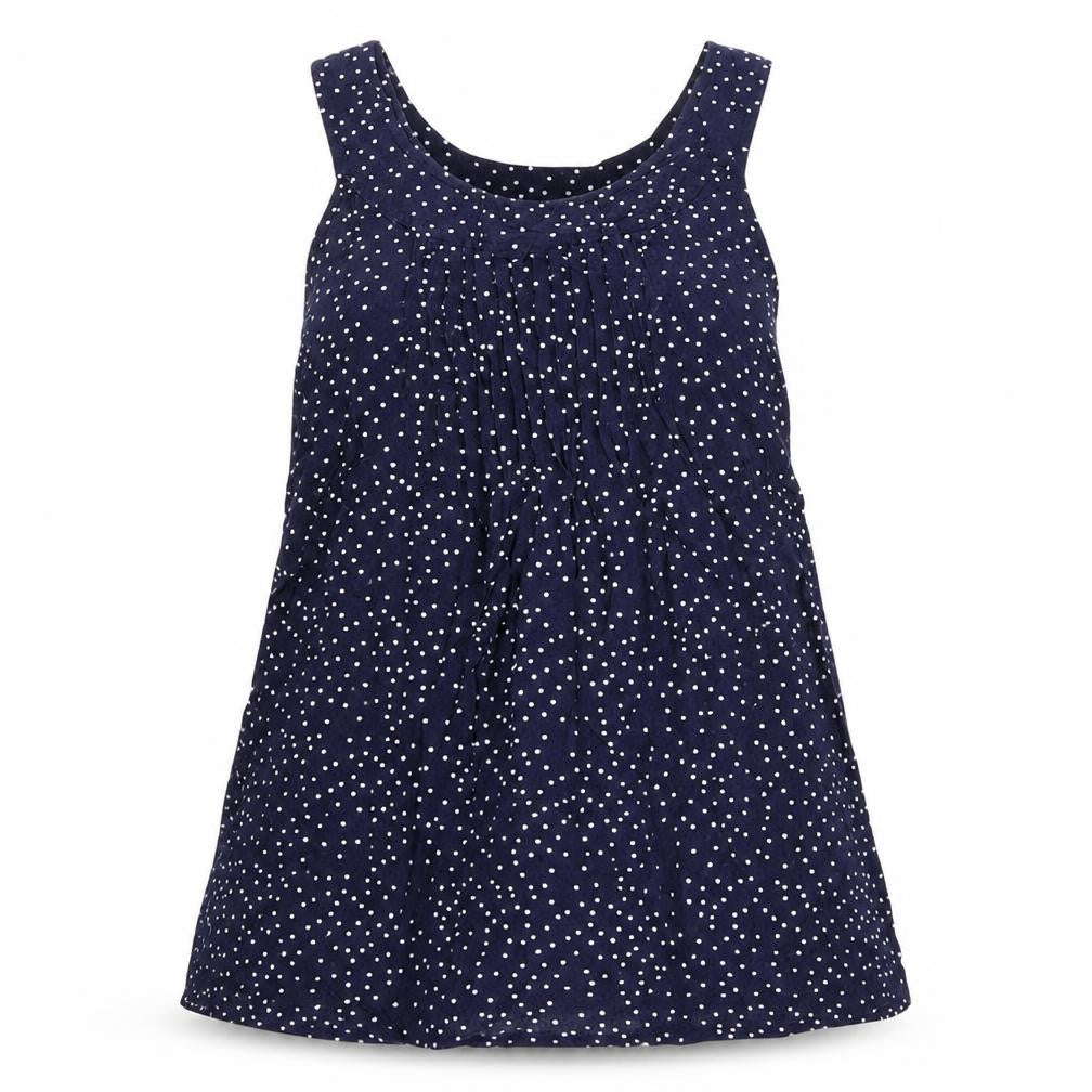 JoJo Maman Bébé Womens Blue Polka Dot Viscose Basic Tank Size S Boat Neck - Pleat Front Detail