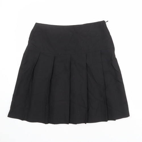 Marks and Spencer Girls Black Polyester Pleated Skirt Size 13-14 Years Regular Zip