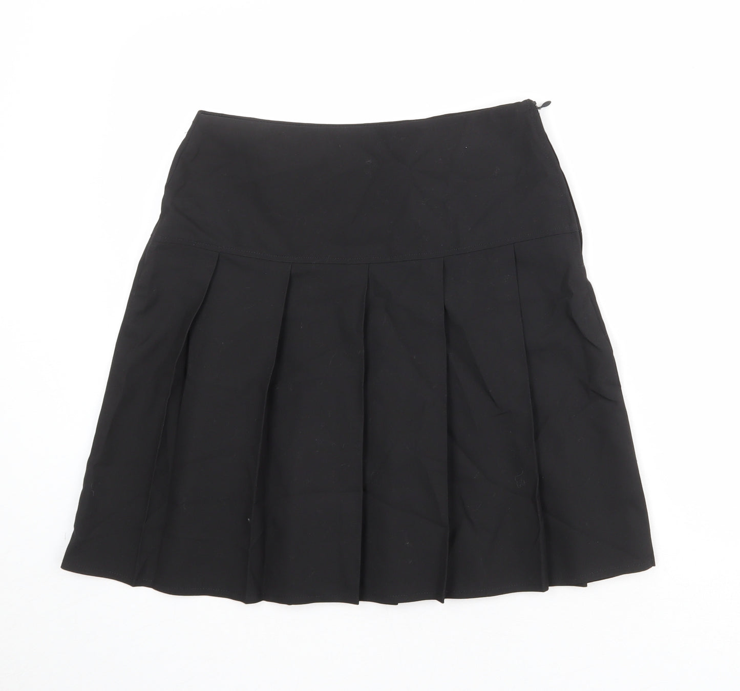 Marks and Spencer Girls Black Polyester Pleated Skirt Size 13-14 Years Regular Zip