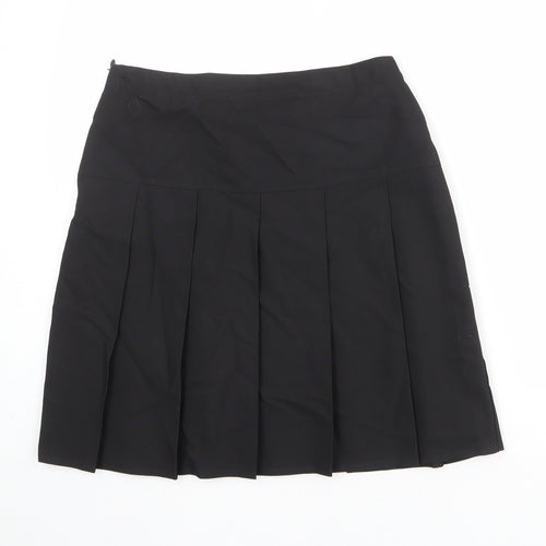 Marks and Spencer Girls Black Polyester Pleated Skirt Size 13-14 Years Regular Zip