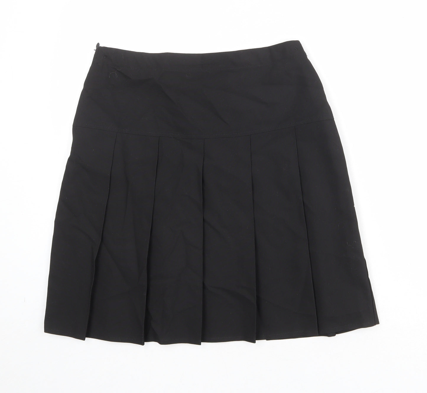 Marks and Spencer Girls Black Polyester Pleated Skirt Size 13-14 Years Regular Zip
