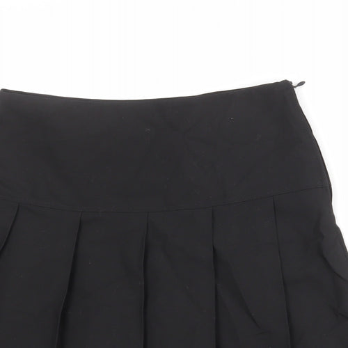 Marks and Spencer Girls Black Polyester Pleated Skirt Size 13-14 Years Regular Zip