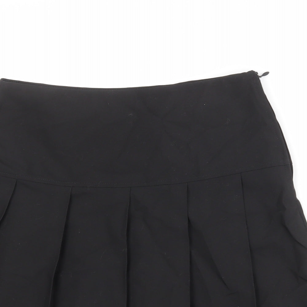 Marks and Spencer Girls Black Polyester Pleated Skirt Size 13-14 Years Regular Zip