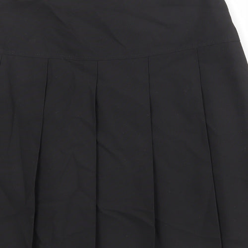 Marks and Spencer Girls Black Polyester Pleated Skirt Size 13-14 Years Regular Zip