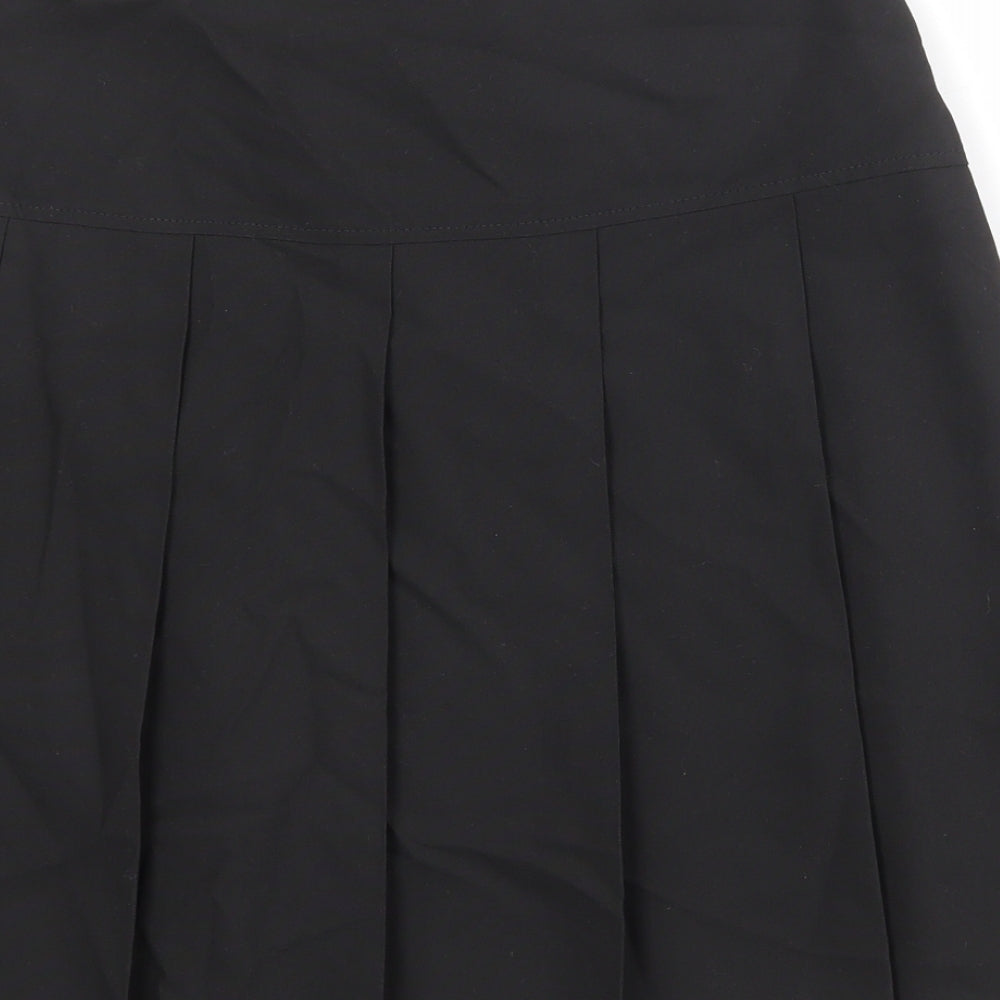 Marks and Spencer Girls Black Polyester Pleated Skirt Size 13-14 Years Regular Zip