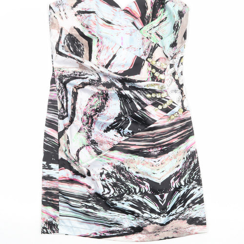 NEXT Womens Multicoloured Geometric Polyester Mini Size 10 Sweetheart Zip - Strapless