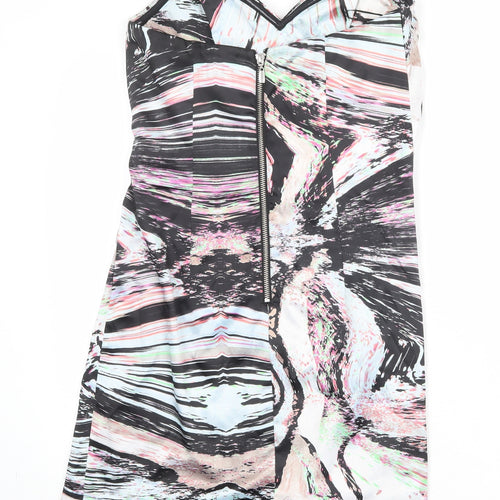 NEXT Womens Multicoloured Geometric Polyester Mini Size 10 Sweetheart Zip - Strapless