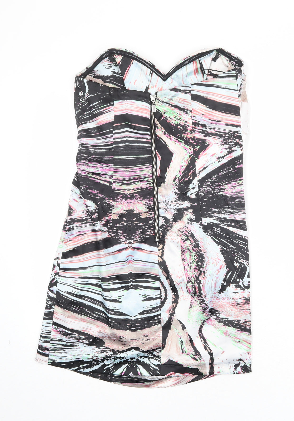 NEXT Womens Multicoloured Geometric Polyester Mini Size 10 Sweetheart Zip - Strapless