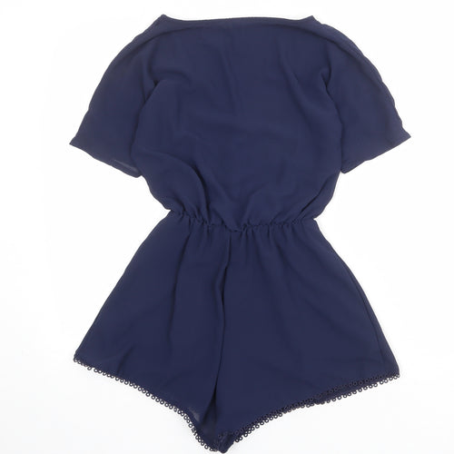 Divided by H&M Womens Blue Polyester Playsuit One-Piece Size 6 Pullover - Crochet Trim