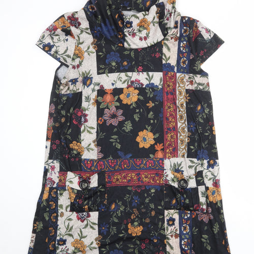 Izabel London Womens Multicoloured Floral Polyester A-Line Size 18 Roll Neck Pullover
