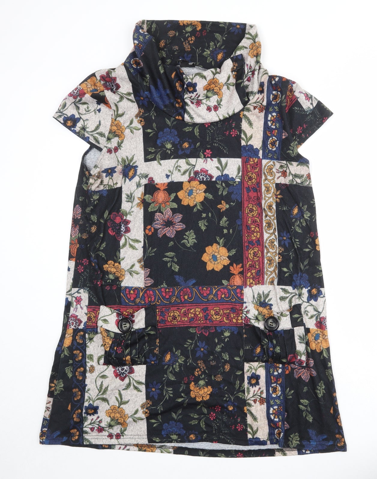 Izabel London Womens Multicoloured Floral Polyester A-Line Size 18 Roll Neck Pullover