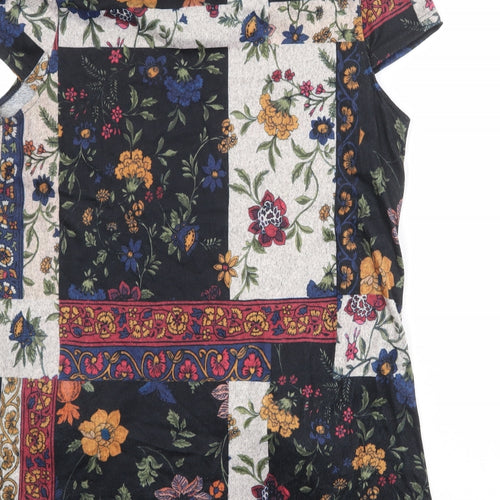 Izabel London Womens Multicoloured Floral Polyester A-Line Size 18 Roll Neck Pullover
