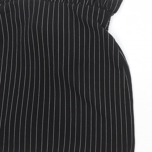 PRETTYLITTLETHING Womens Black Striped Polyester A-Line Skirt Size 12