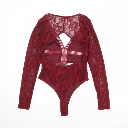 Quiz Womens Red Polyester Bodysuit One-Piece Size 10 Snap