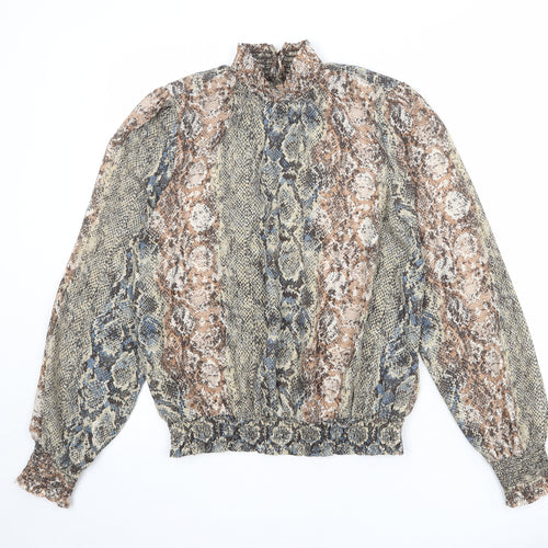 NEXT Womens Multicoloured Animal Print Polyester Basic Blouse Size 12 High Neck - Snake Print