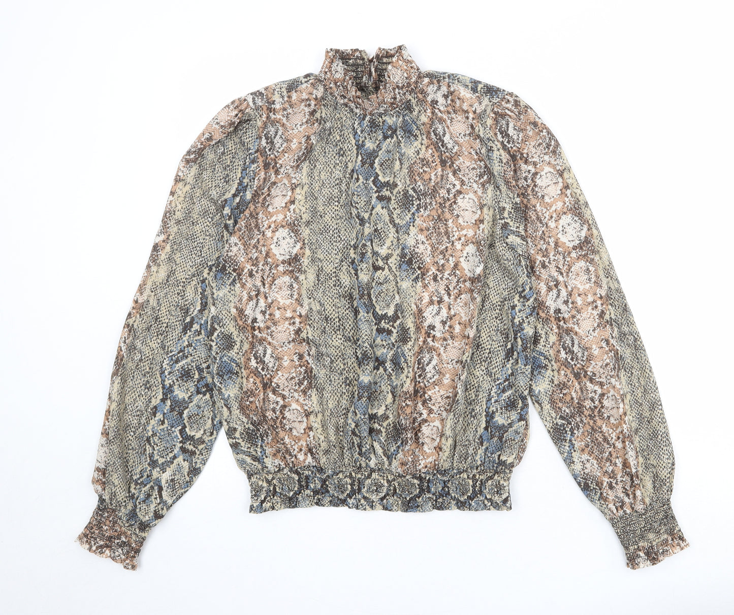 NEXT Womens Multicoloured Animal Print Polyester Basic Blouse Size 12 High Neck - Snake Print